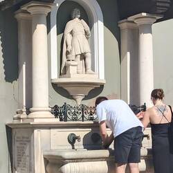 You're able to drink and wash at fountains.