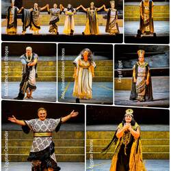 The principals of the cast taking a bow ... Aida ... Teatro dell’Opera di Roma at Circo Massimo.
