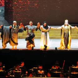 The principals and the conductor taking a bow ... Aida ... Teatro dell’Opera di Roma @ Circo Massimo