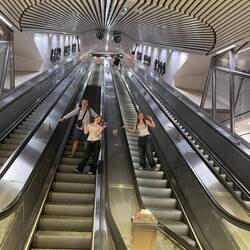 Giant escalators, empty station