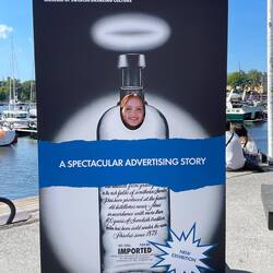 Leggy promoting vodka