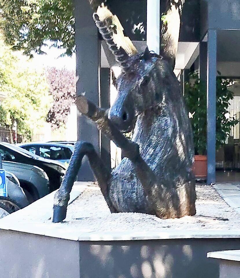 The Unicorn Statue installed in 2018, reflects the mythical creature featured in Eger's coat of arms