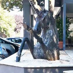 The Unicorn Statue installed in 2018, reflects the mythical creature featured in Eger's coat of arms