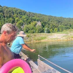 On the second ferry. Current and paddle powered