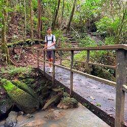 Eashan crossing the bridge