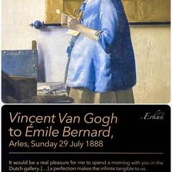 Van Gogh's impression of Vermeer & Woman in Blue Reading a Letter ... Nat'l Gallery of Antique Art.