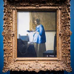 "Woman in Blue Reading a Letter" by Johannes Vermeer (1662-64) ... National Gallery of Antique Art.
