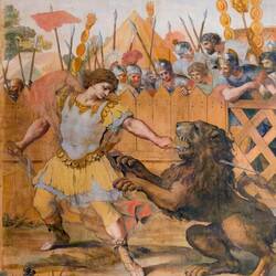 Sketch for the Constantine series of tapestries ... depicting Constantine fighting the lion.
