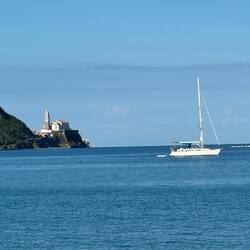 Looking back to Piran.