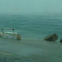 To think yesterday I swam in clear calm waters.