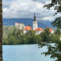Bled Castle to the left.