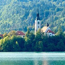Across the lake to Church of St Martin.