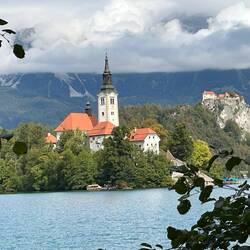 Bled Castle to the right.