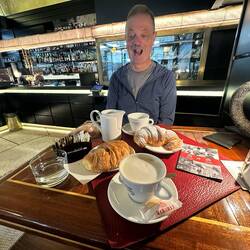 Breakfast here.