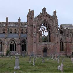 Melrose Abbey at dusk