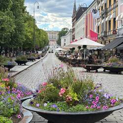 Netter Park und gemütliche Restaurants