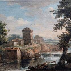 "View of the Tower of Capo d'Anzio" (Anesi Paolo; 18th century) — Palazzo Corsini, Roma.
