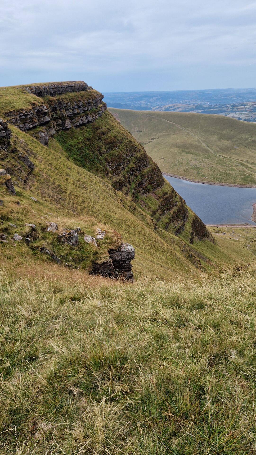 Close up of the steep east side of Cwar-du Mawr