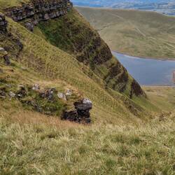 Close up of the steep east side of Cwar-du Mawr
