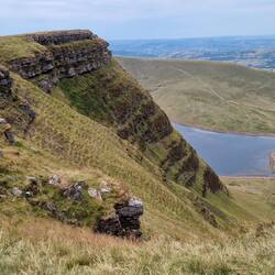 Cwar-du mawr from the east with Llyn y Fan Fach lake in the background