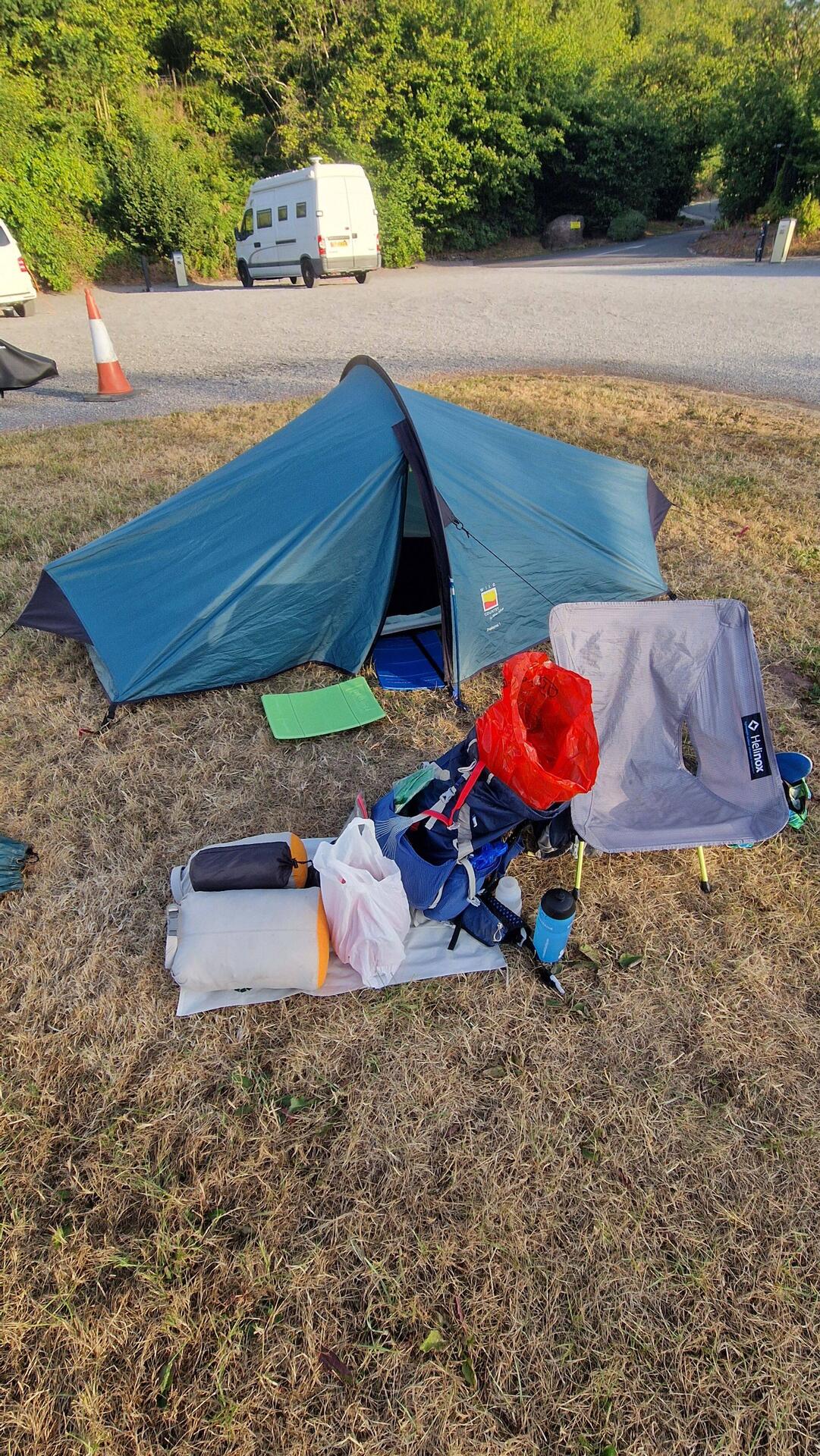 How I layout kit when striking camp. Everything laid out on a poly bag after emptying tent.
