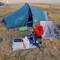 How I layout kit when striking camp. Everything laid out on a poly bag after emptying tent.