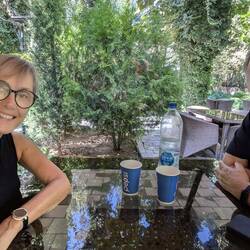 Tashkent - refreshments at Olympic Café and just to prove that we do not always drink beer 😬