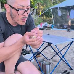 Rubbing sticks!