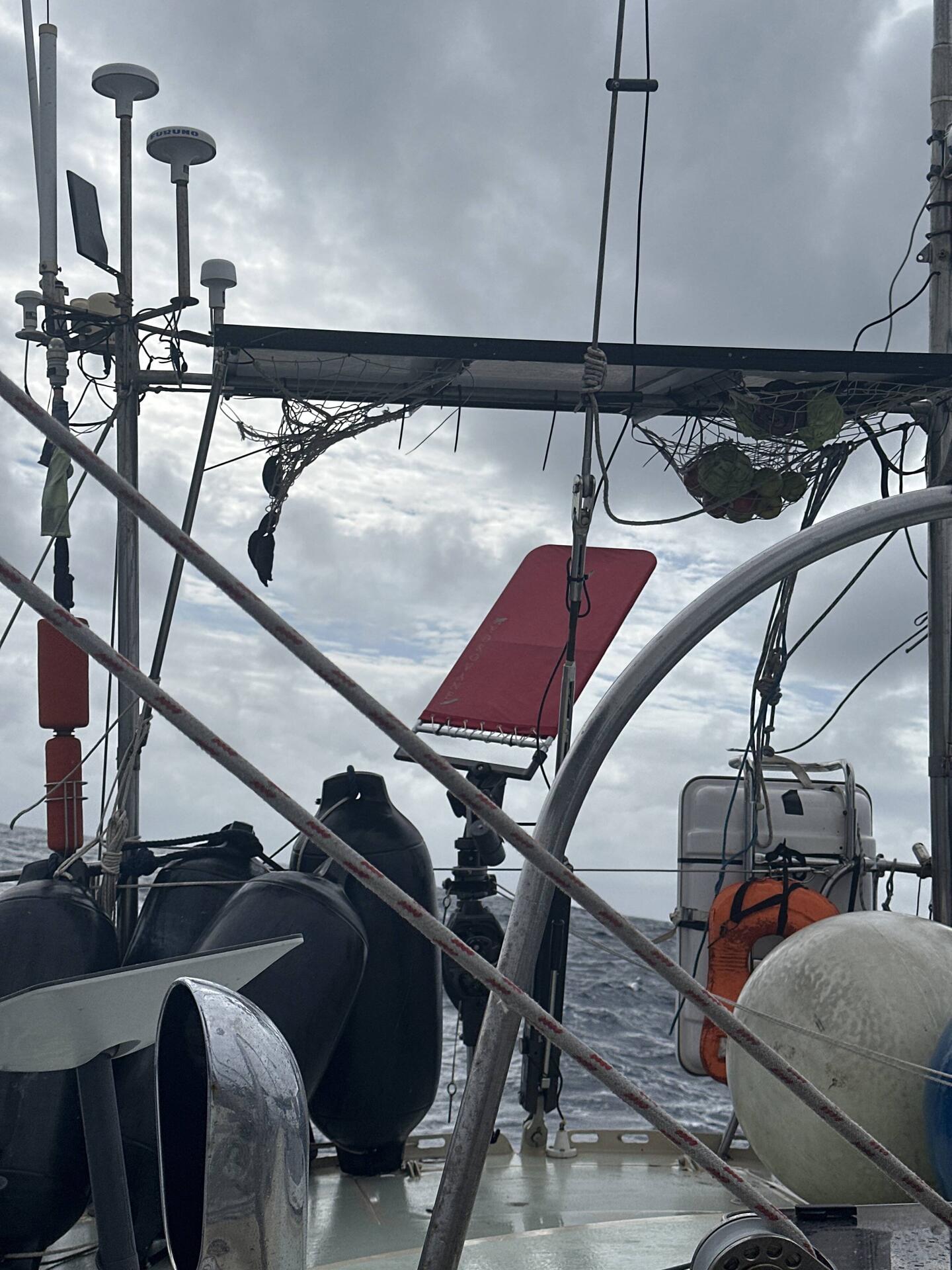 Windvane mit Obstresten