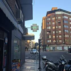 Walking through the city-notice the lovely cool start to the day!