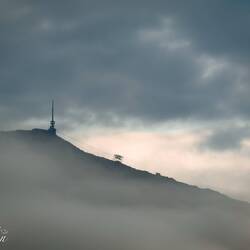 A glimpse of Mount Ulriken from the apartment — Bergen, Norway.