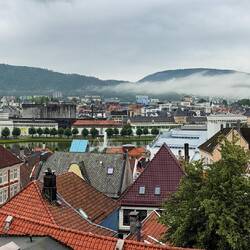 Panorama of the view from the terrace — Bergen, Norway.