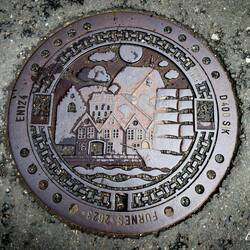 Sometimes you find a gem when you look down ... decorative manhole cover — Bergen, Norway.