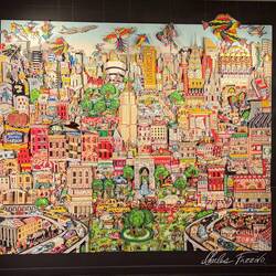3-D pop art mural titled "New York: "The Wind Beneath Our Wings" by Charles Fazzino (JFK AA) 2010
