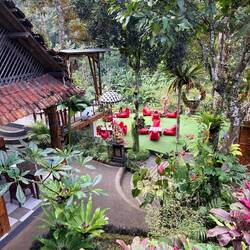 Beautiful chill out restaurants on the way down to waterfall