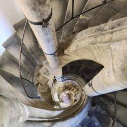 Steps to another observation tower. In a church this time.