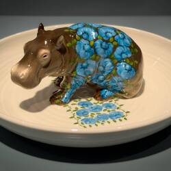 "Animal Bowl with Hippo" (H. Jongerius; 2004); slip-cast & glazed porcelain, hand-painted decoration