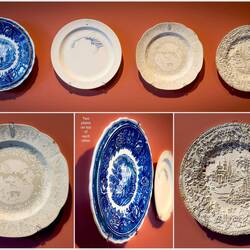 From various series by Caroline Slotte; Upcycled earthenware plates, pierced and sandblasted.