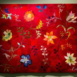 "Red Garden" (I.J. Rasmussen; 2002); textile intarsia from hand-dyed wool fabric with hand stitching
