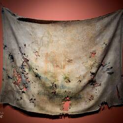"The Greenhouse from Palmyra" (K. Fornes; 2020); silk embroidery on cotton and linen damask.