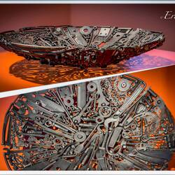 "Steel Dish" (Kjetil Aschim; 2013); hammered and worked steel ... Kode Art Lysverket — Bergen.