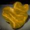 "Twisted Folds" (M. Band Espersen; 2021) ... stretched and folded yellow glass — Kode Art Lysverket.