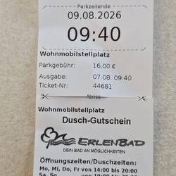 Im Erlenbad kann man mit dem Parkschein kostenlos duschen 🚿.