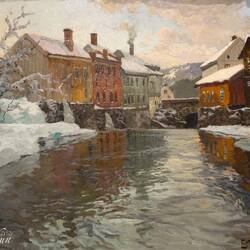 "Factories Along the River Mesna" (1905) ... Kode Art Permanenten — Bergen, Norway.