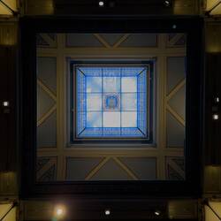 The glass ceiling from the lobby ... Kode Art Permanenten — Bergen, Norway.