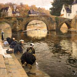 "Washerwomen at Quimperlé, Brittany" (1901-02) ... Kode Art Permanenten — Bergen, Norway.