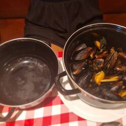 Cozze - Miesmuscheln in Tomatensud, dazu Foccacia