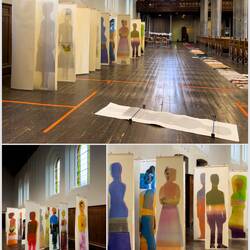 30 life-sized human figures ... part of the "Going Grey" art installation @ the Domkirke — Bergen.