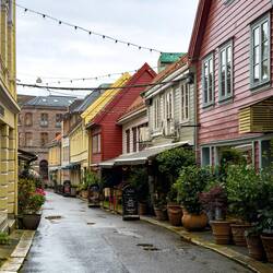 Colorful side street — Bergen, Norway.
