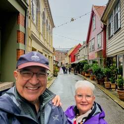 Colorful side street — Bergen, Norway.